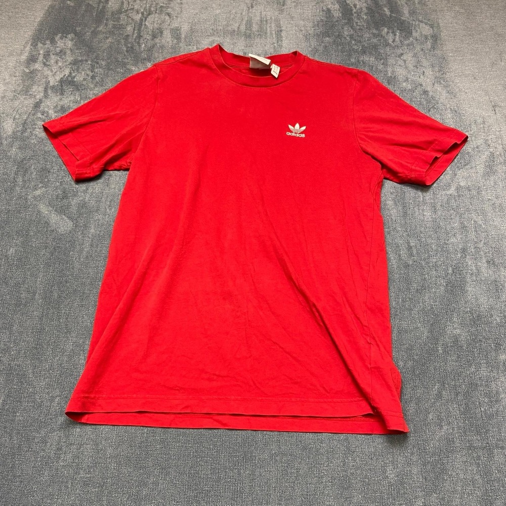 Adidas T Shirt Mens Small Red 3 Stripes Logo Everyday Wear Regular Fit Trendy